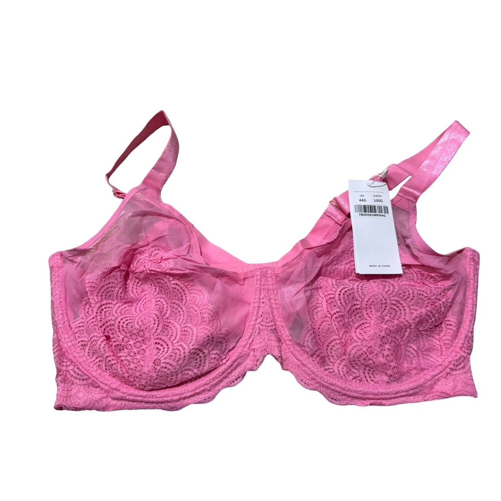 NWT HSIA Women’s Pink Lace Sexy Underwire Bra Sz 44G Adjustable Strap Hook Eye
